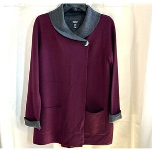 Jones NY Sweater Jacket Small Oversized Merino Wool Blend Shawl Chore 170234